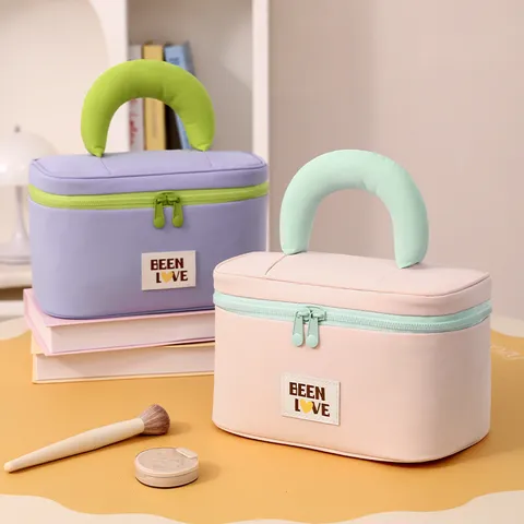 Grande Capacità Borsa per Trucchi Portatile Impermeabile Nylon Viaggio Borsa da Toeletta Organizer per Trucchi Custodia con Cerniera