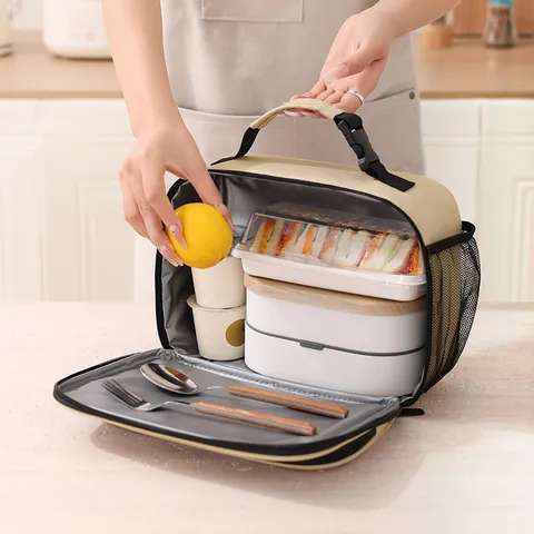 Borsa Termica Portatile Impermeabile Borsa Frigo Termica Tote Con Tasca Laterale in Rete Per Lavoro Scuola Picnic Viaggio