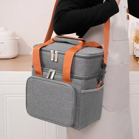 Borsa termica per pranzo a doppio strato borsa da picnic impermeabile di grande capacità borsa di stoccaggio alimenti termica per viaggi