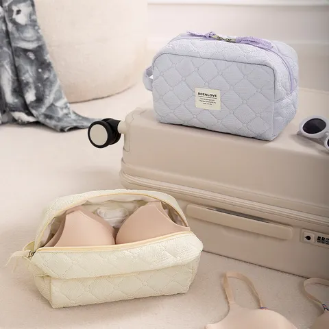 Borsa per Cosmetici Trapuntata Grande Capacità Custodia da Viaggio Portatile Organizer Borsa per Donna Trucco