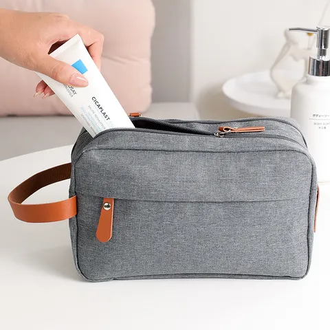 Borsa da Toiletry per Uomo Grande Capacità Organizzatore di Viaggio in Tessuto Oxford Impermeabile Pochette Cosmetica Portatile