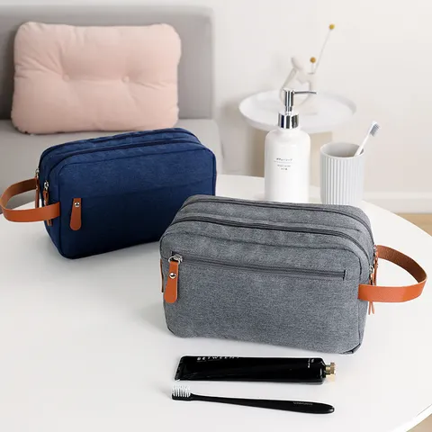 Borsa da Toiletry per Uomo Grande Capacità Organizzatore di Viaggio in Tessuto Oxford Impermeabile Pochette Cosmetica Portatile