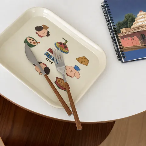Vassoio per Colazione in Melamina Cartoon Cute Stile Ins Coreano Rettangolare Portaoggetti da Scrivania Decorazione Fotografica