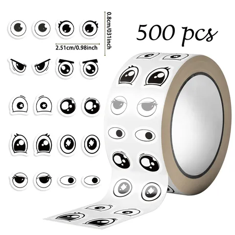 Süße Cartoon Augen Ausdrücke Rollen Aufkleber Beschichtetes Papier Dekorative Klebesiegel Für Geschenke Verpackung Backen Tagebuch