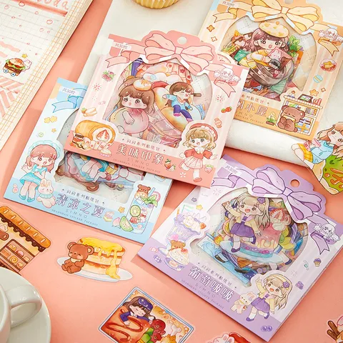PET Aufkleber Pack Süßes Cartoon Mädchen Tagebuch Material DIY Dekorative Aufkleber Scrapbook Zubehör Ästhetische Schreibwaren