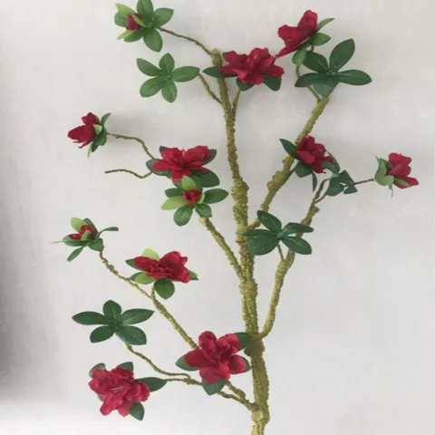Artificial Rhododendron Flower Branch Silk Flower For Home Living Room Chinese Zen Decorative Floral Arrangement