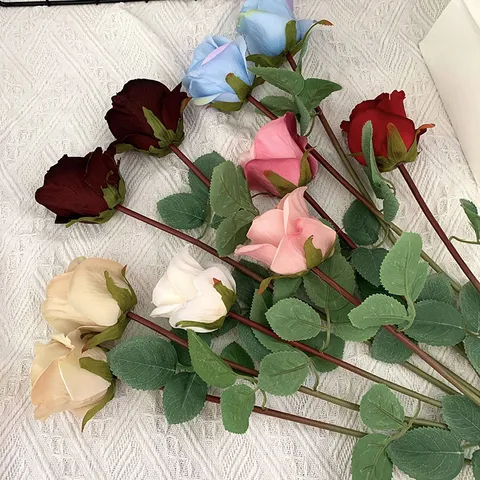 Artificial Single Rose Silk Flower Fake Rose Bouquet For Home Restaurant Wedding Valentine Day Party Decoration