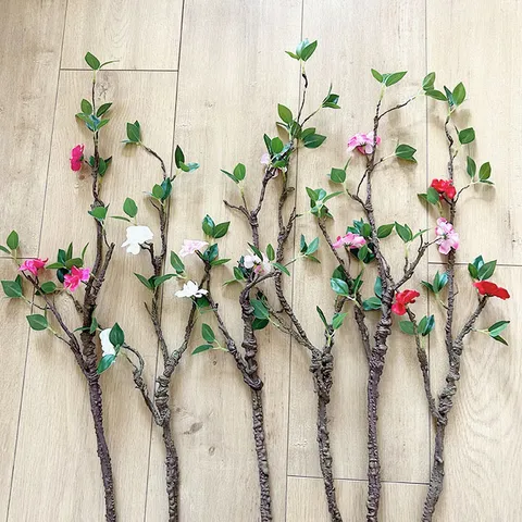 Artificial Begonia Flower Branches Simulation Rattan Vines Silk Flower Home Zen Decor Floral Arrangement