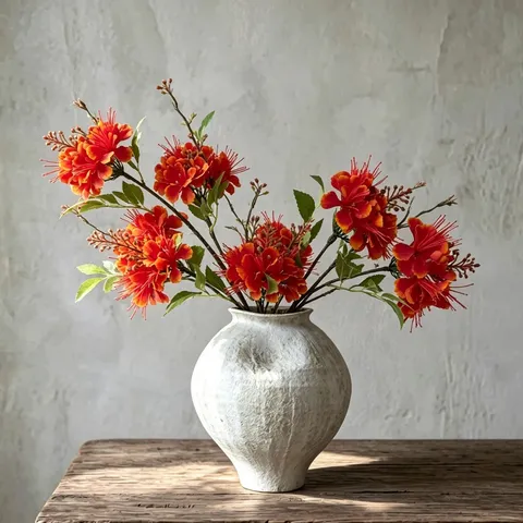 Artificial Phoenix Flower Single Branch Silk Flowers For Home Decor Floral Arrangement