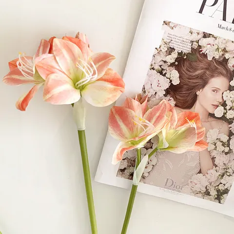 Artificial Clivia Amaryllis Flower 3D Hand Feel Silk Floral Material For Wedding Home Decor Studio Display