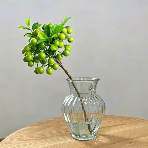 Artificial Silk Berry Branch Fake Plant Green Fruit Home Decor Table Centerpiece Pastoral Style Floral Arrangement
