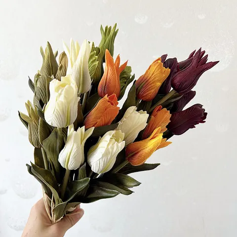 Retro Silk Tulip Artificial Flowers Bundle Vintage Fake Flowers For Hotel Wedding Home Party Floral Decoration
