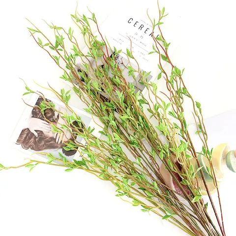 Artificial Willow Leaves Green Plant Branch Fake Silk Foliage For Wedding Home Living Room Indoor Decoration