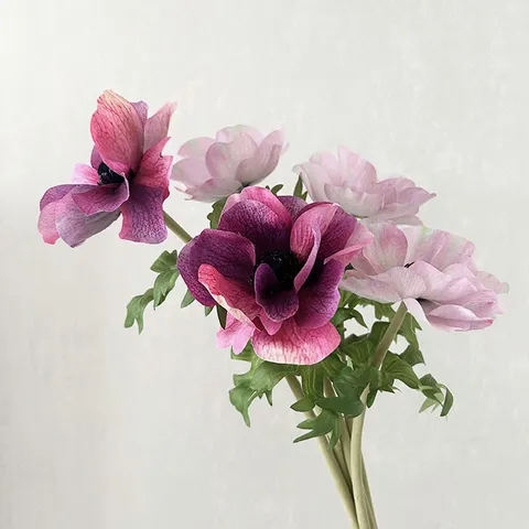 Rétro Luxe Branche Unique Artificielle Anémone Fleur de Soie Style Européen Floral Décoratif Pour Décoration De Mariage À La Maison