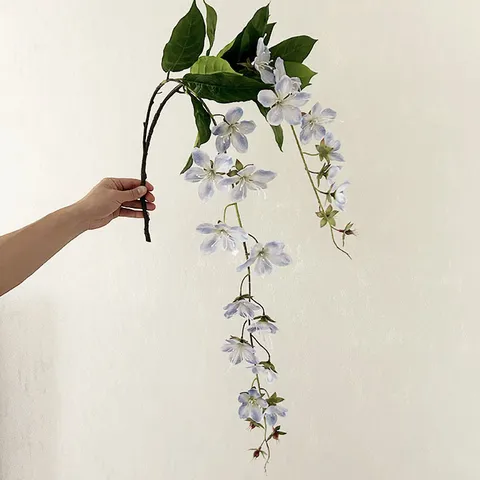 3D Printed Artificial Jasmine Weeping Silk Flower Fake Plant For Home Hotel Showcase Wedding Party Decoration