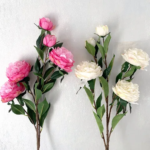 Artificial Peony Flowers 5 Heads Silk Rose Bouquet For Home Living Room Decor Photography Props Fake Floral