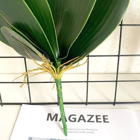 Artificial Phalaenopsis Orchid Leaves EVA Green Fake Plant Stems For Floral Arrangement Home Decor DIY Craft Supplies