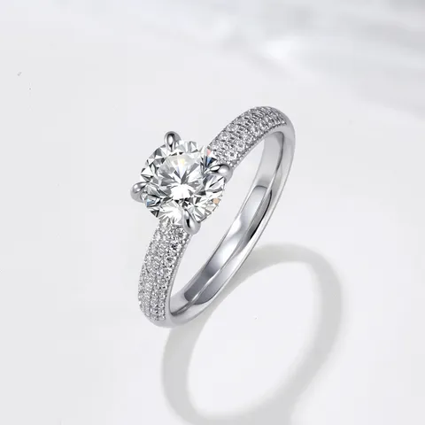 GRA Moissanite 925 Sterling Silver Ring Luxury Half Eternity Moissanite Engagement Ring For Women High Carbon Diamond Effect Wedding Jewelry