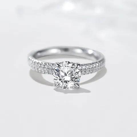 GRA Moissanite 925 Sterling Silver Ring Luxury Half Eternity Moissanite Engagement Ring For Women High Carbon Diamond Effect Wedding Jewelry