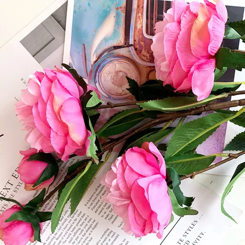 Artificial Peony Silk Flower Bouquet For Home Living Room Decor Wedding Party Table Centerpiece Photography Props