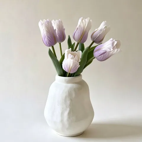 Artificial Tulip Flower PU Single Branch Realistic Silk Flower For Home Wedding Party Photography Prop Decoration