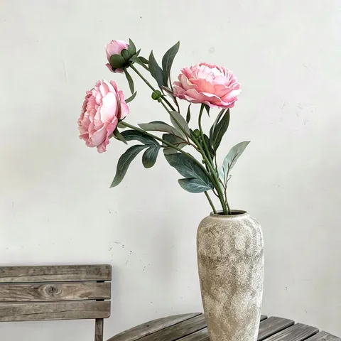 Ramas de Flores de Peonía Artificiales Estilo Pintura al Óleo Vintage Ramo de Peonías de Seda Para Hogar Salón de Hotel Fiesta de Boda Arreglo Floral