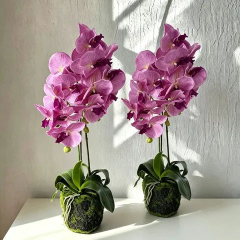 Artificial Phalaenopsis Silk Flower Potted Plant Simulation Orchid Arrangement Home Hotel Living Room Entrance Decor