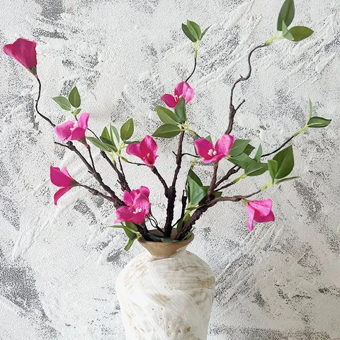 New Chinese Style Artificial Bougainvillea Flower Branch Silk Plant Fake Flower For Home And Living Room Decor