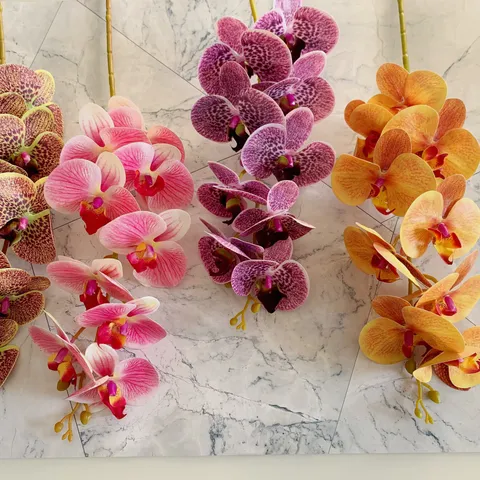 European High Grade 3D Artificial Silk Flower 9 Head Phalaenopsis Wedding Home Decor Artificial Orchid