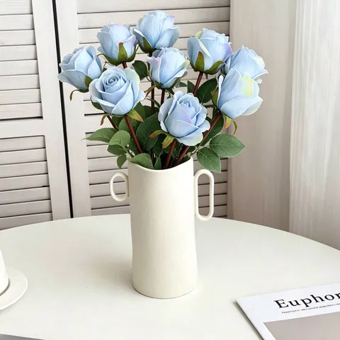 Artificial Single Rose Silk Flower Fake Rose Bouquet For Home Restaurant Wedding Valentine Day Party Decoration