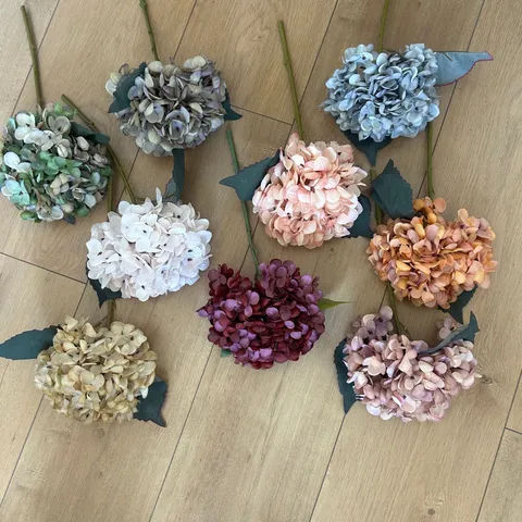Artificial Hydrangea Flower Silk Flower Stem For Home Wedding Party Decoration Earth Tone Photography Bouquet