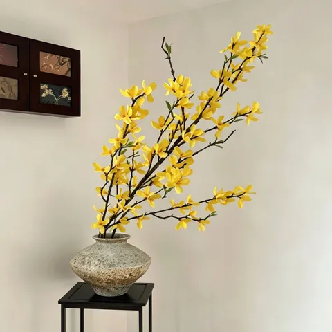 Artificial Forsythia Flower Single Branch Silk Floral Stem For Home Wedding Party Mall Decorative Arrangement