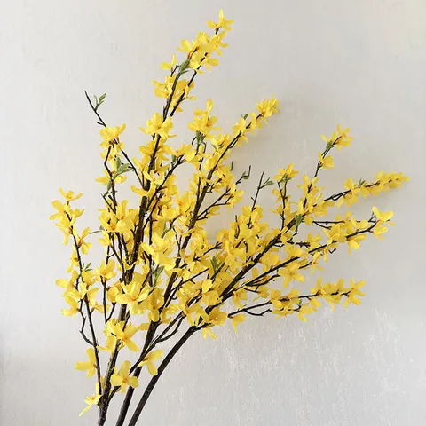 Artificial Forsythia Flower Single Branch Silk Floral Stem For Home Wedding Party Mall Decorative Arrangement