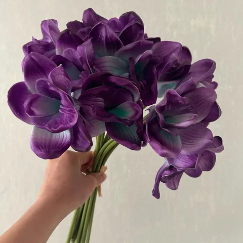 European Style Artificial PU Orchid Single Stem Realistic Touch Flower For Home Decor Photography Props