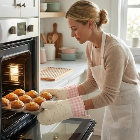 Guanti da Forno in Silicone Resistenti al Calore Guanti da Cucina Antiscivolo Presine con Polsini a Quadri