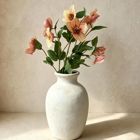 Artificial Christmas Rose Silk Flower 3D Print Single Stem Floral Bouquet For Home Wedding Party Decoration
