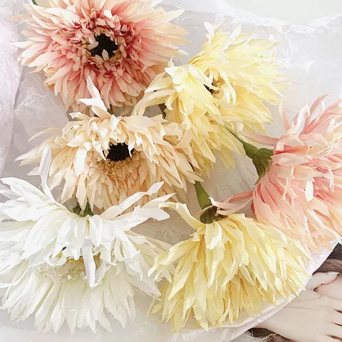 Artificial Gerbera Daisy Single Branch Silk Flower For Wedding Home Table Living Room Decoration Floral Arrangement