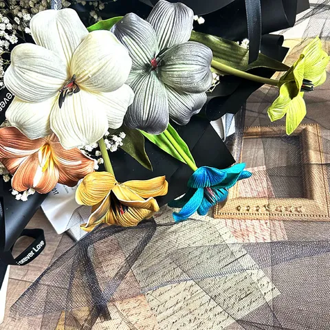Retro PU Artificial Tulip Flower Single Stem For Wedding Hotel Home Decoration Photography Prop Elegant Floral Decor