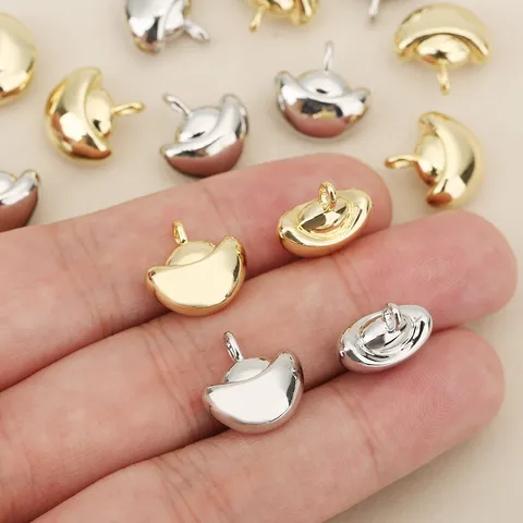 Chinesischer Stil 3D Aufgeblasen Massiver Sycee Anhänger Glücksbringer Kupfer Vergoldet 18K Silber Glatt DIY Halskette Armband Zubehör