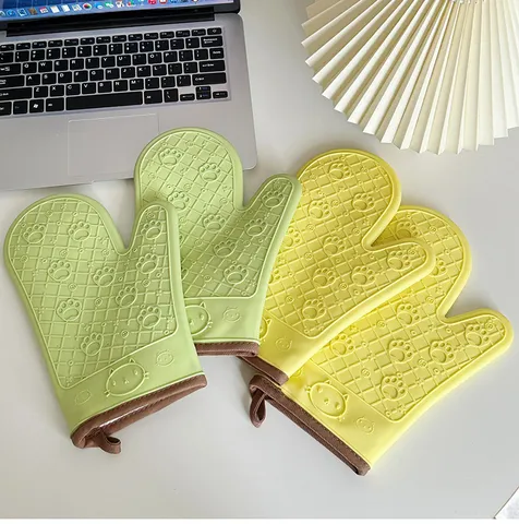 Guanti da Forno in Silicone Resistenti al Calore Domestici Guanti da Cucina Anti-Scottatura con Design in Rilievo a Zampa di Gatto