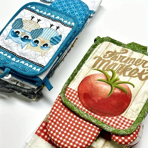 Cotton Kitchen Insulation Gloves Pot Holder And Towel Microwave Oven Mitts Table Mat Baking Cooking Accessories