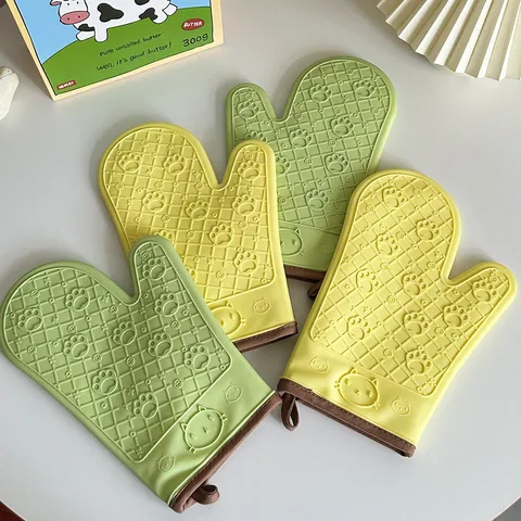 Guanti da Forno in Silicone Resistenti al Calore Domestici Guanti da Cucina Anti-Scottatura con Design in Rilievo a Zampa di Gatto