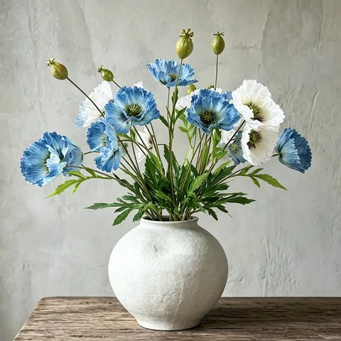 Fleur Artificielle de Coquelicot Luxe Simple Branche en Soie Pour Décoration Intérieure de Hôtel et Maison Bouquet