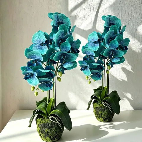 Artificial Phalaenopsis Silk Flower Potted Plant Simulation Orchid Arrangement Home Hotel Living Room Entrance Decor
