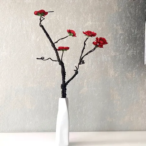 Chinese Style Artificial Peach Blossom Silk Flower Single Branch Fake Plum Blossom For Home Living Room Decor Floral Arrangement