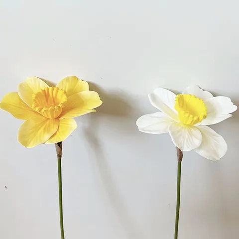 Artificial Narcissus Flower Single Stem Silk Daffodil Fake Floral Home Wedding Party Decorative Floral Arrangement