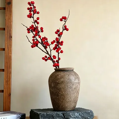 Artificial Christmas Red Berry Branches Fake Plant Silk Flower For Home Wedding Party Holiday Decor Floral Arrangement