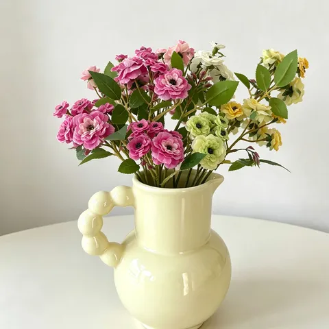 Artificial Silk Rose Flower Bouquet Multi Head Fake Roses For Wedding Home Decor Table Centerpieces Photography Props