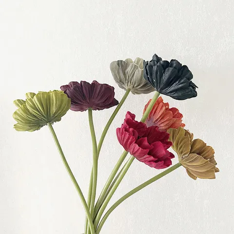 Artificial Poppy Flower Single Stem Silk Poppy Fake Flower For Home Table Wedding Party Decor Floral Arrangement