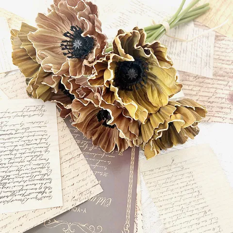 Artificial Poppy Flower Single Stem Silk Poppy Fake Flower For Home Table Wedding Party Decor Floral Arrangement